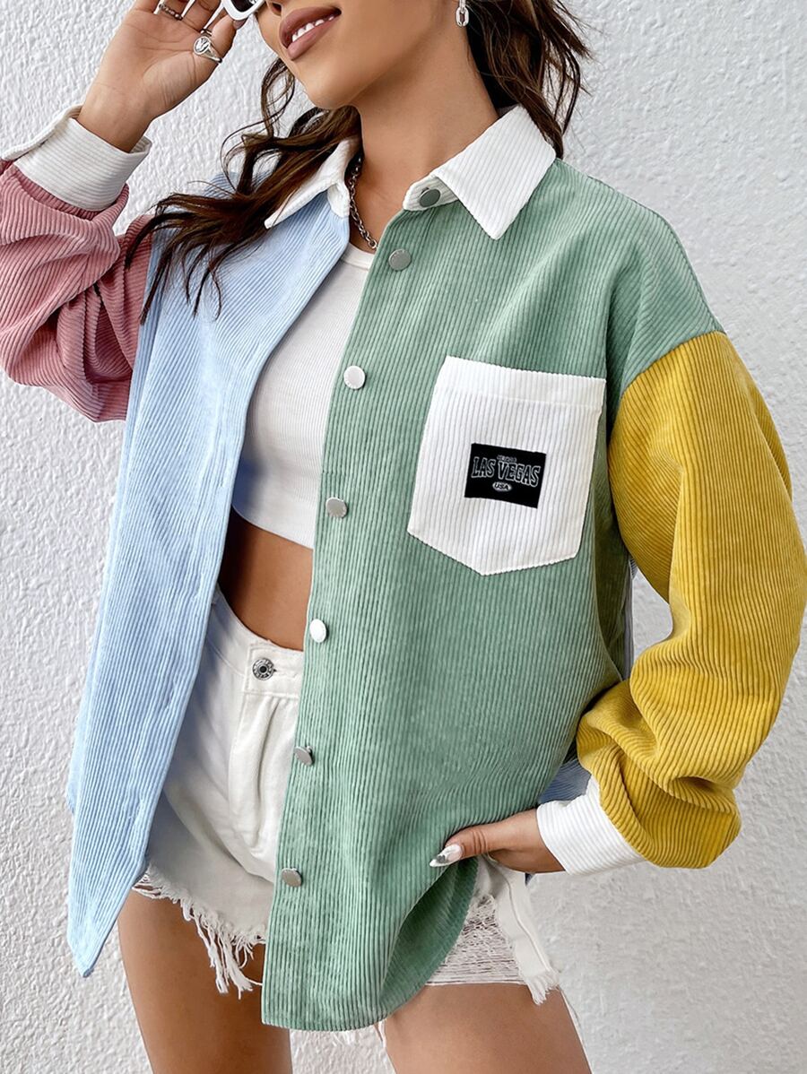 Manteau casual velours côtelé — écussons
