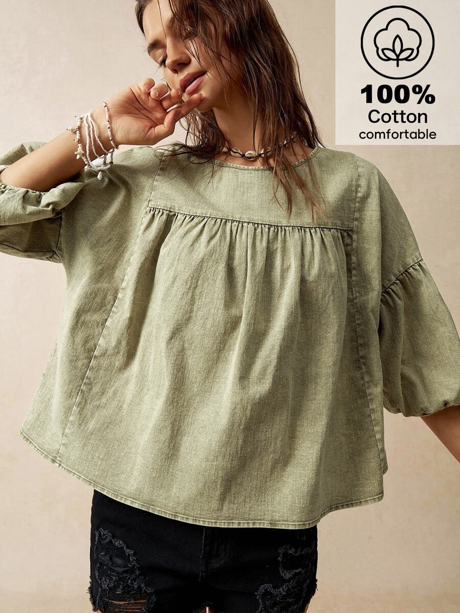 Chemise casual large femme — col rond