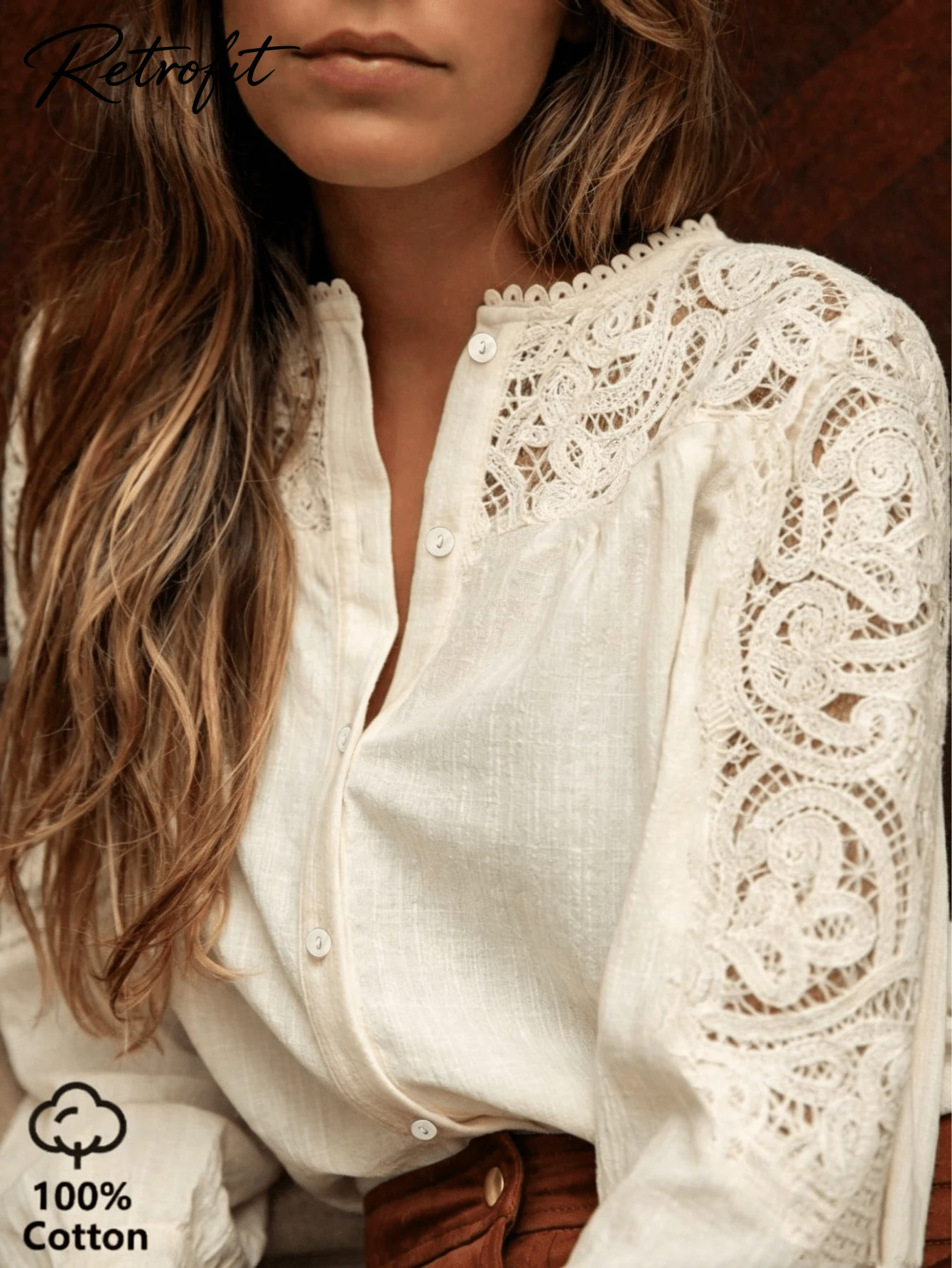 Chemise casual blouse couleur unie femme — col à volants