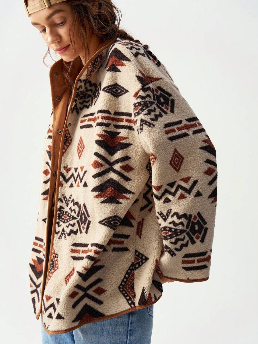 Veste géométrique casual femme — manches longues