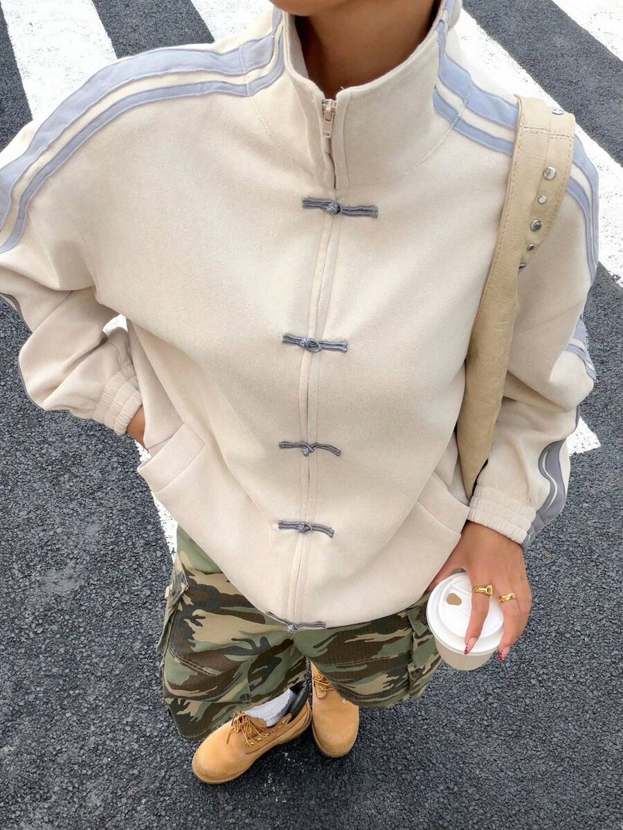 Veste rayée muchica bleu marine femme — en tissu tricoté