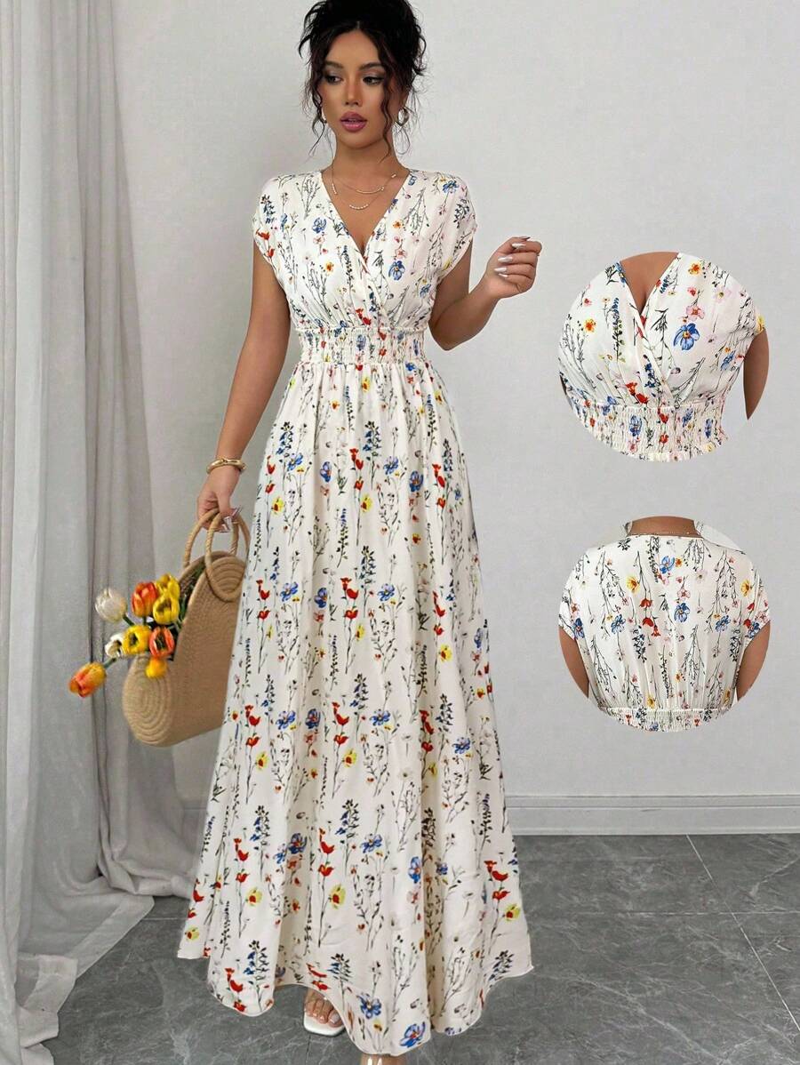 Robe fleurie bohème femme — col en V