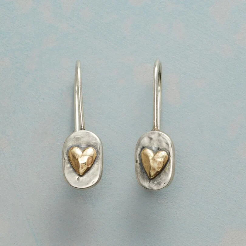 Boucles d'oreilles femme cœur dorées argent