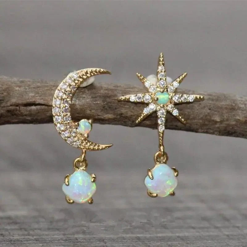 Boucles d'oreilles femme lune étoile