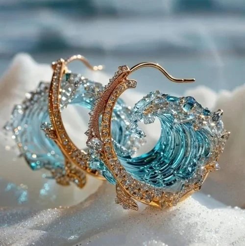 Boucles d'oreilles femme océan – finitions or ou argent