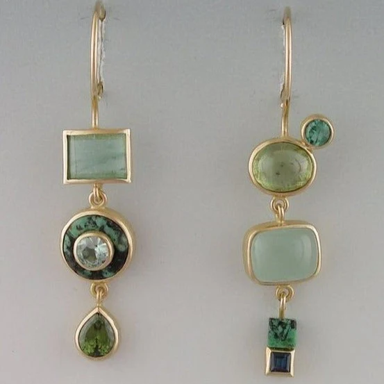 Boucles d'oreilles femme pierre verte