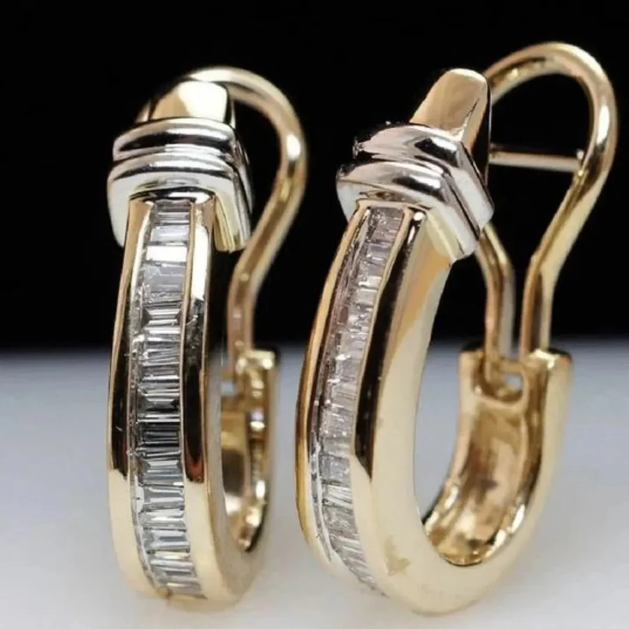Boucles d'oreilles femme vintage cristal – finition dorée et cristal